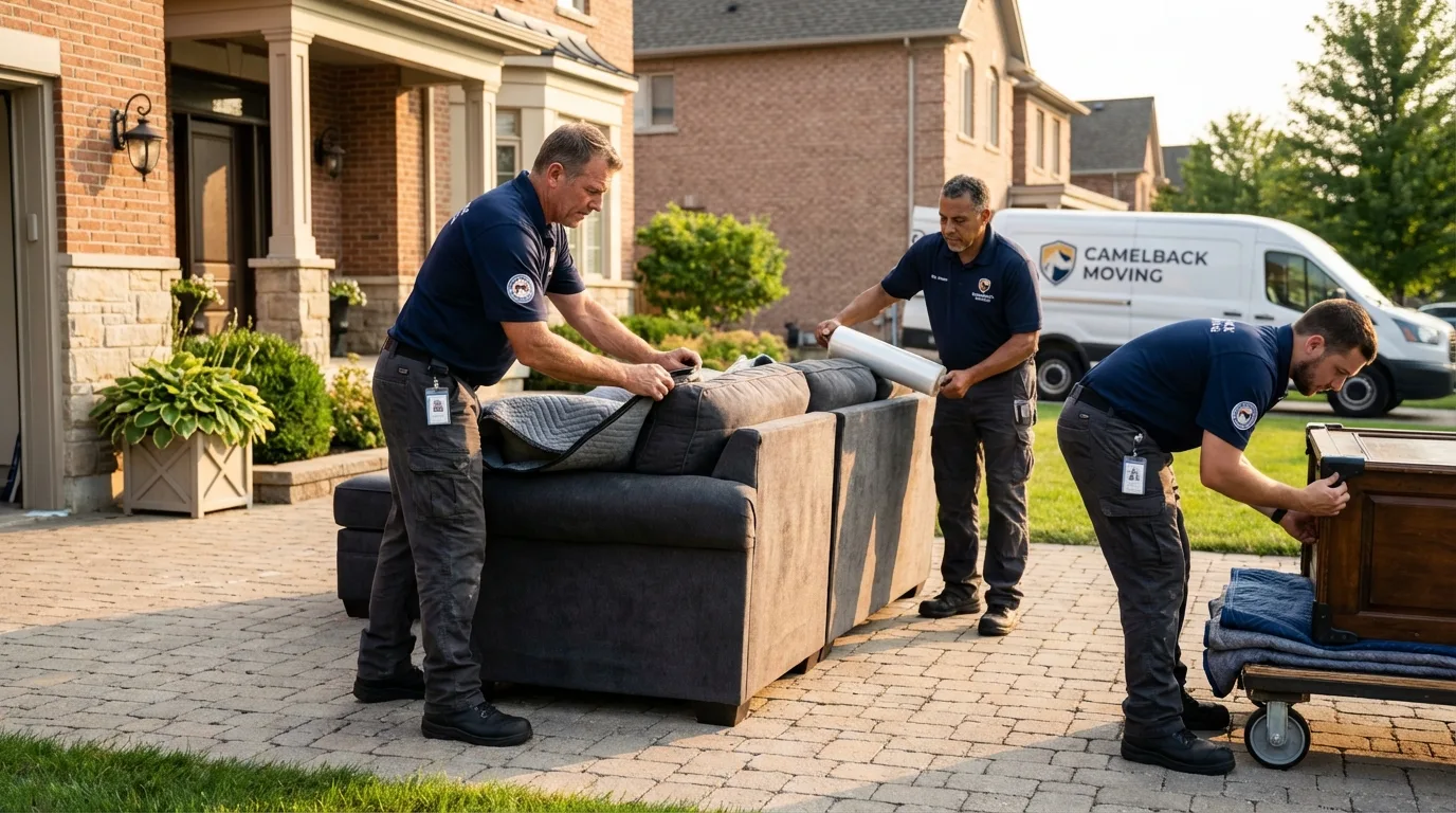 Large estate moving crew wrapping furniture in Mantorville, MN
