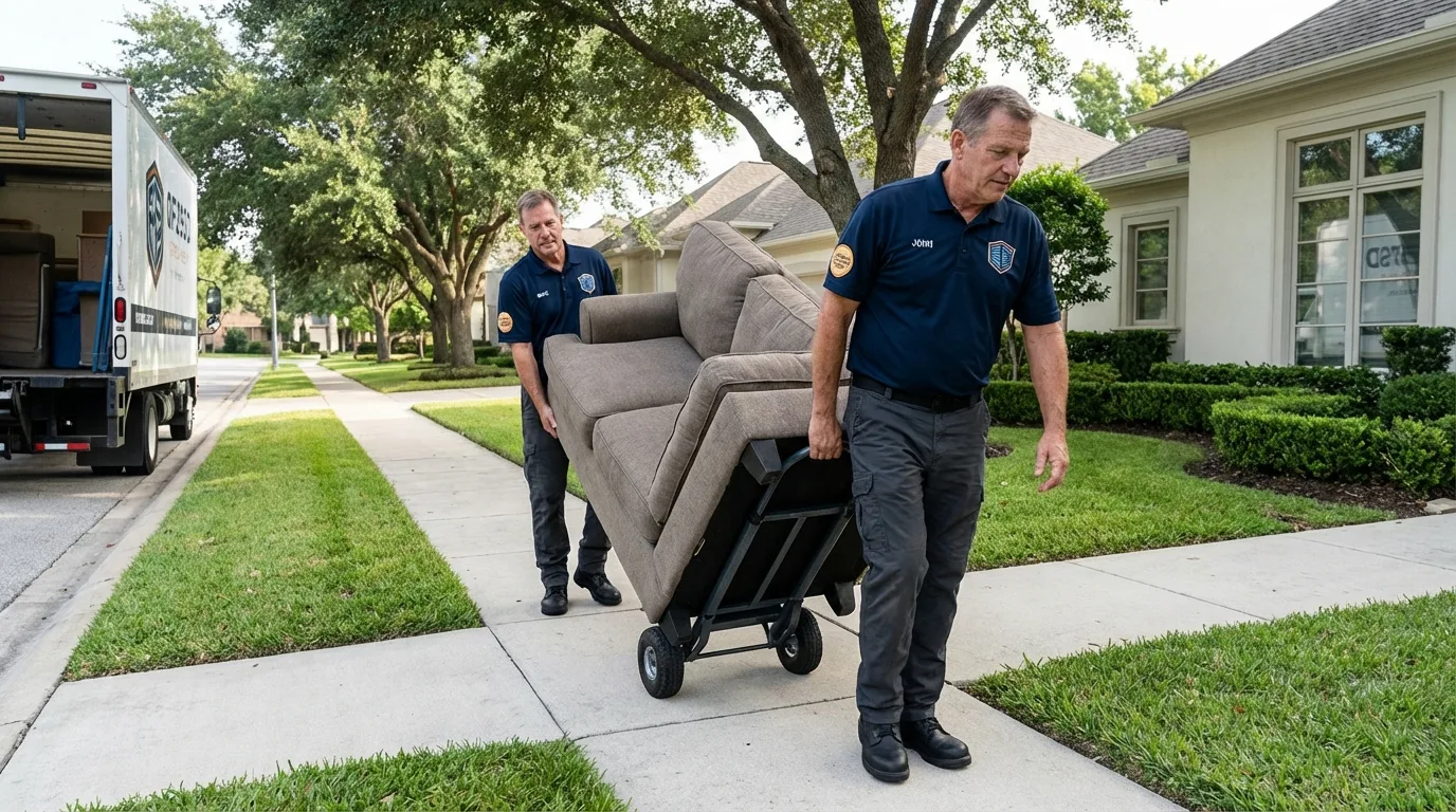 Local residential moving crew loading furniture in Mantorville, MN