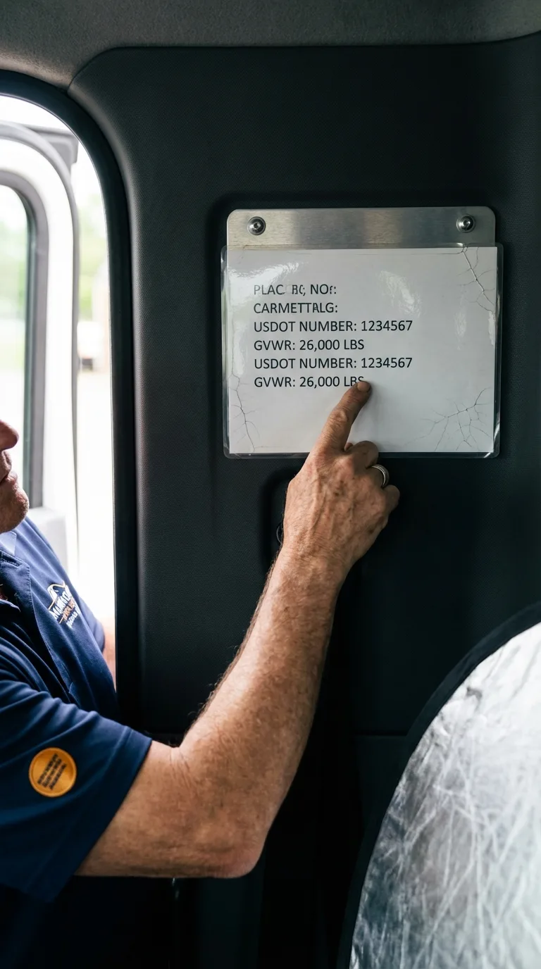 USDOT licensing placard verification in Mantorville